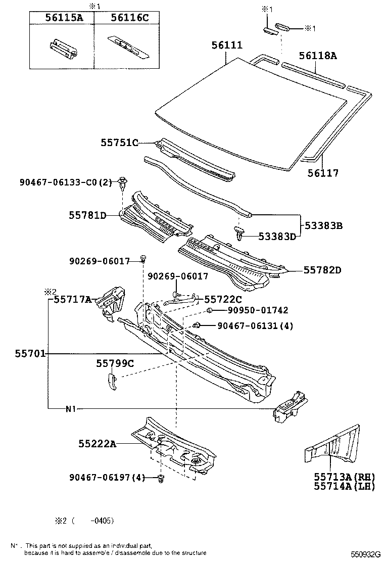 55709-02060 LOUVER, COWL TOP VENTILATOR, LH product image