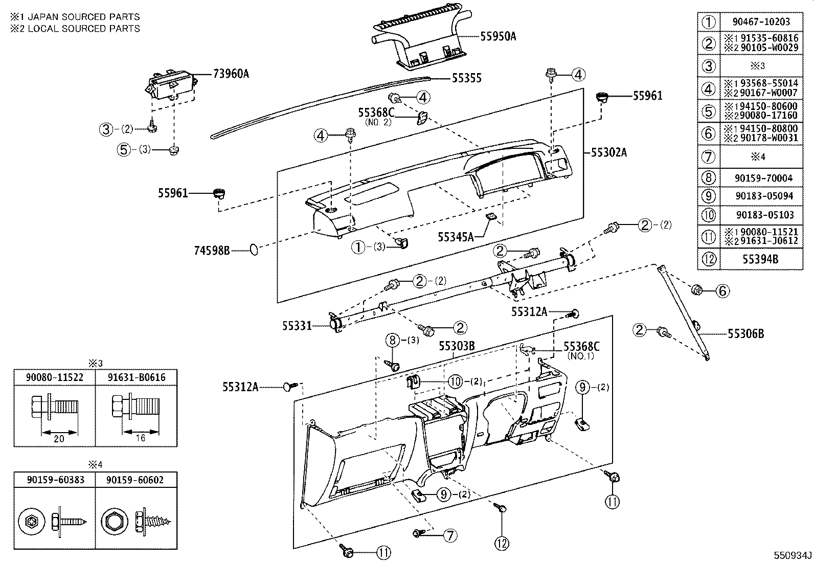 55045-02090-B0 PANEL SUB-ASSY, INSTRUMENT PANEL FINISH, LOWER RH product image