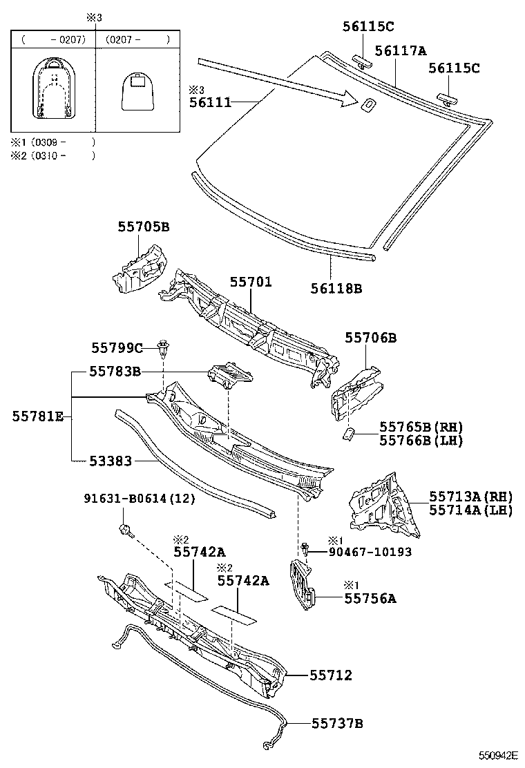 53383-28040 SEAL, HOOD TO COWL TOP product image