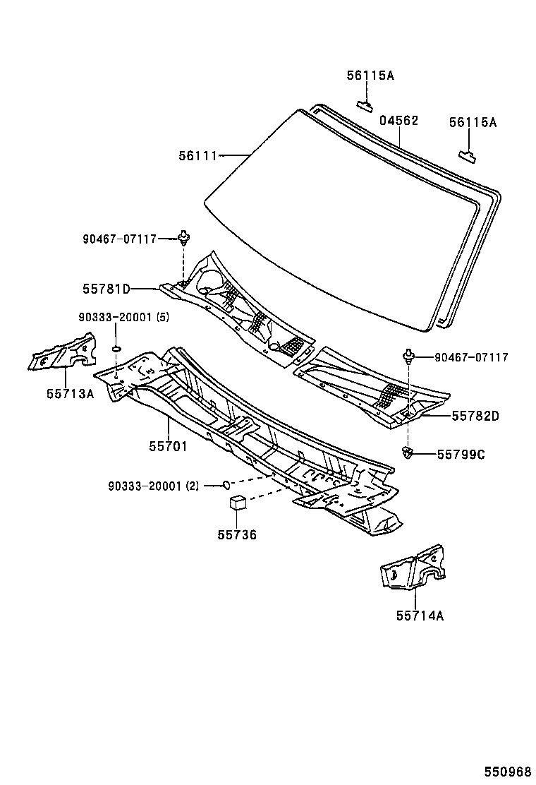 55799-33010 CLIP, COWL TOP VENTILATOR LOUVER product image