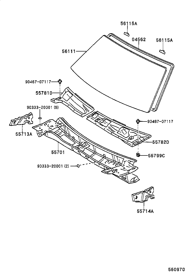 55799-33010 CLIP, COWL TOP VENTILATOR LOUVER product image