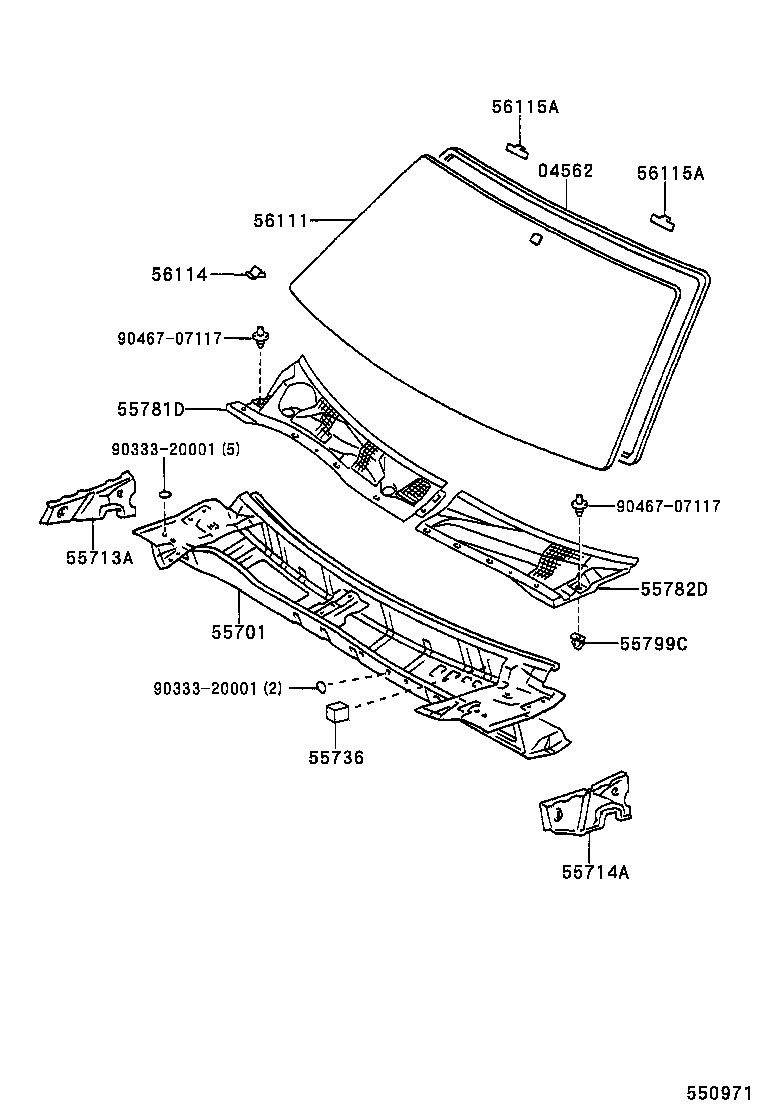 55782-33201 LOUVER, COWL TOP VENTILATOR, LH product image