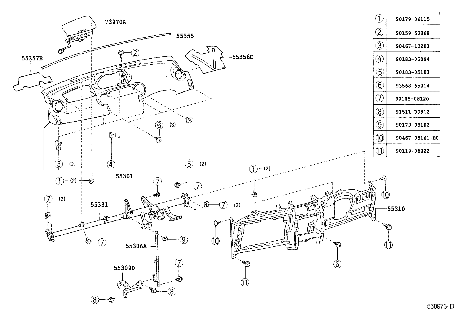55330-52201 REINFORCEMENT, INSTRUMENT PANEL product image