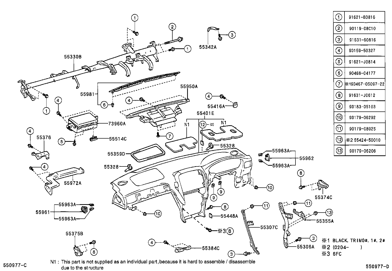 55374-50080 BRACKET, INSTRUMENT PANEL LOWER MOUNTING, NO.1 product image