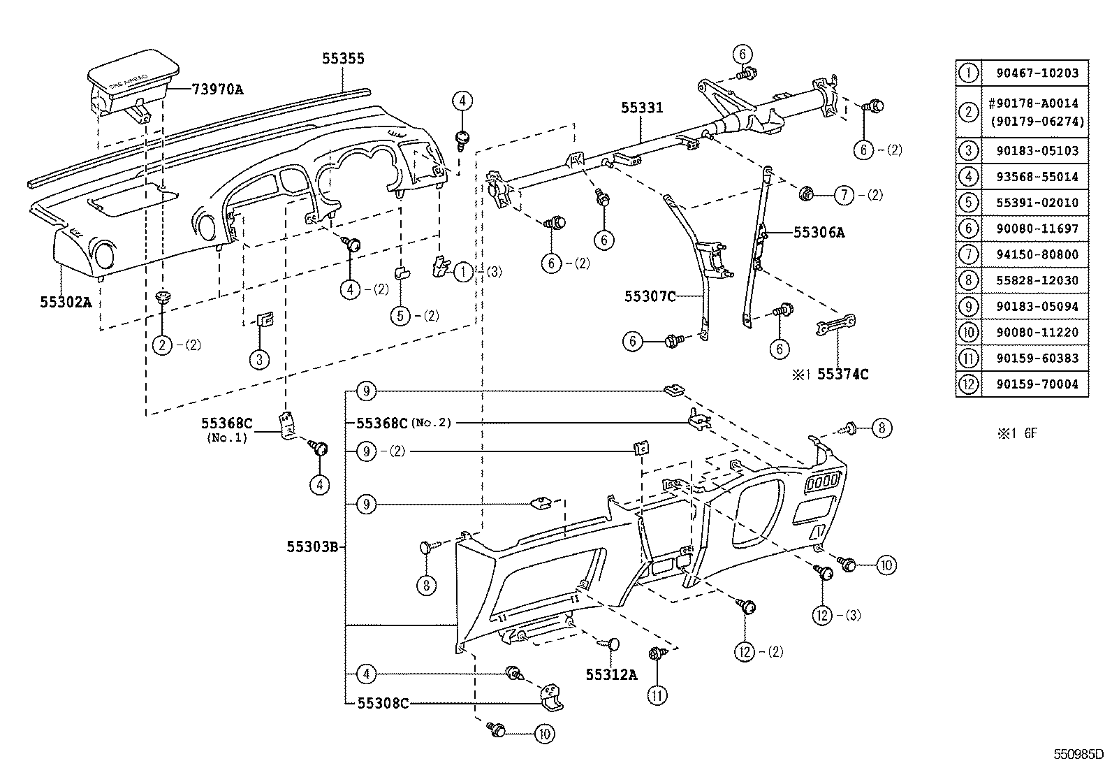 55306-01040 BRACE SUB-ASSY, INSTRUMENT PANEL, NO.1 product image