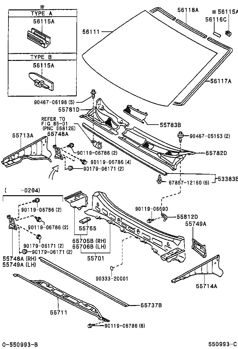 Toyota 55783-52030 LOUVER, COWL TOP VENTILATOR, CENTER NO.1