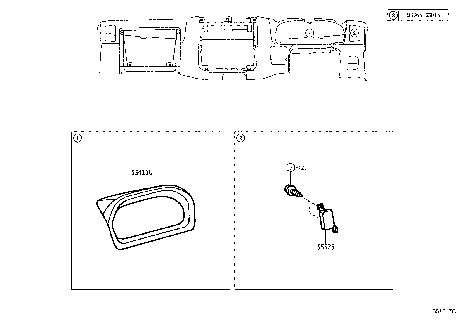 55412-0W021 PANEL SUB-ASSY, INSTRUMENT CLUSTER FINISH, CENTER product image