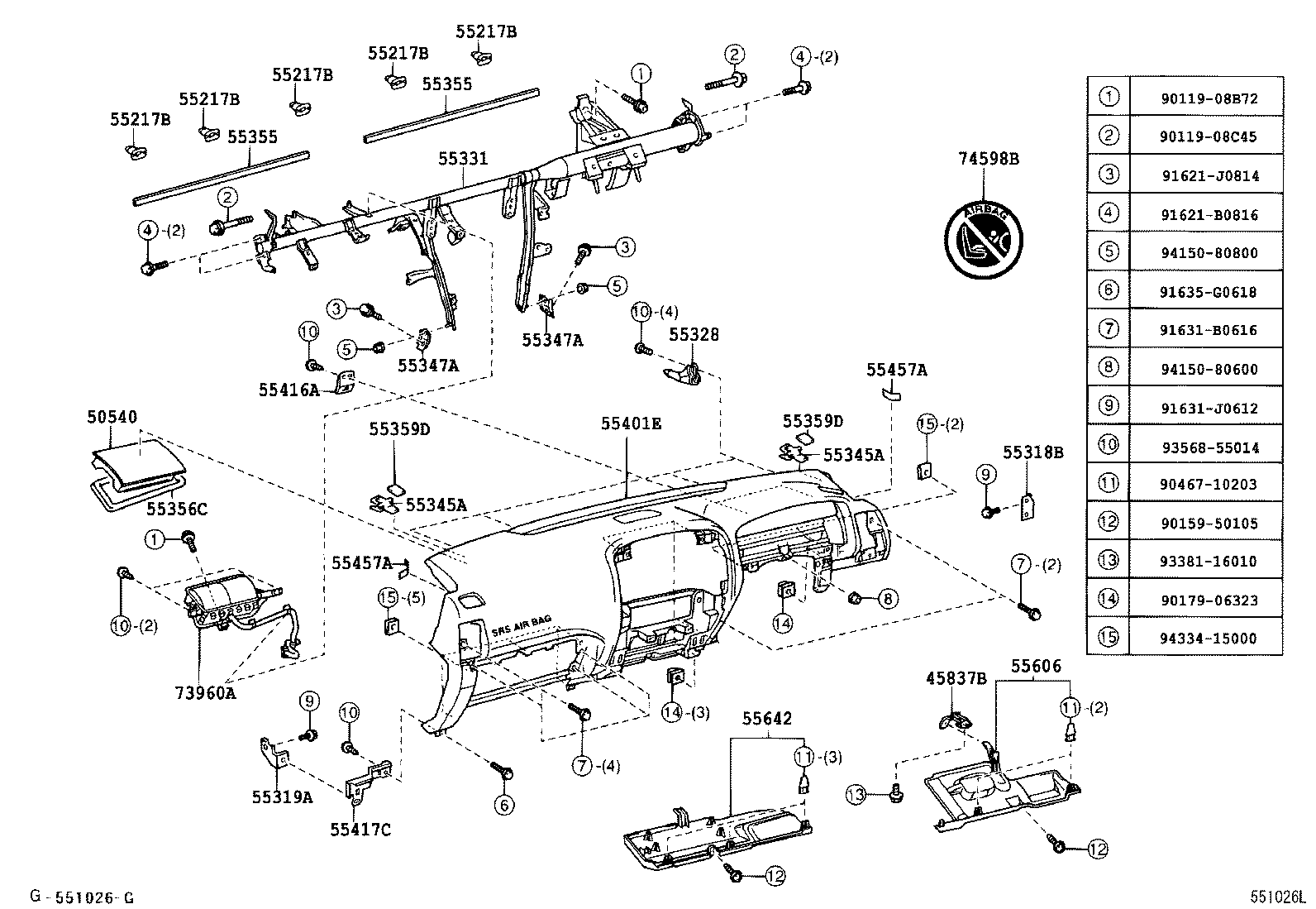 55461-0G010 ORNAMENT, INSTRUMENT PANEL product image