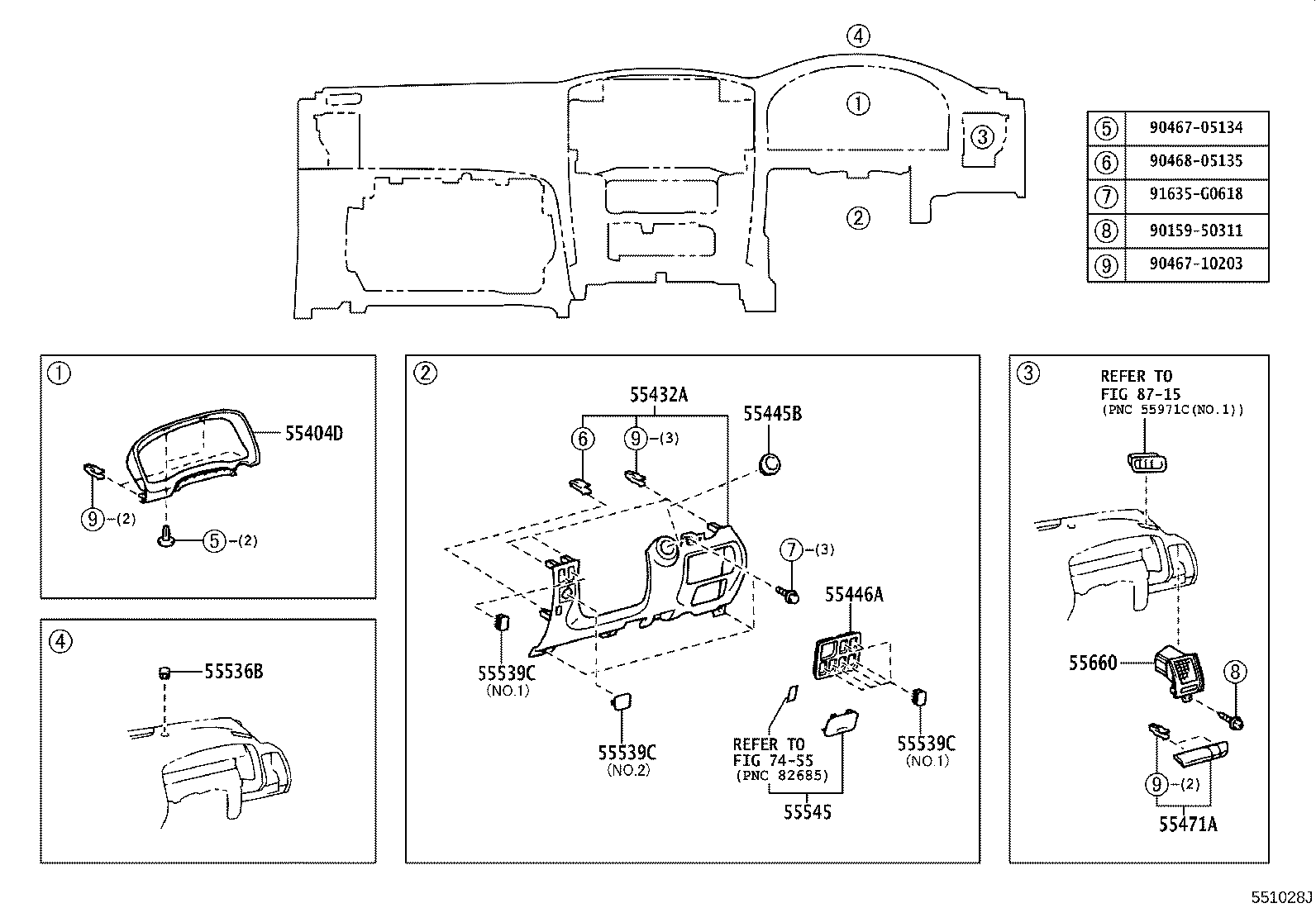 55461-0G010 ORNAMENT, INSTRUMENT PANEL product image