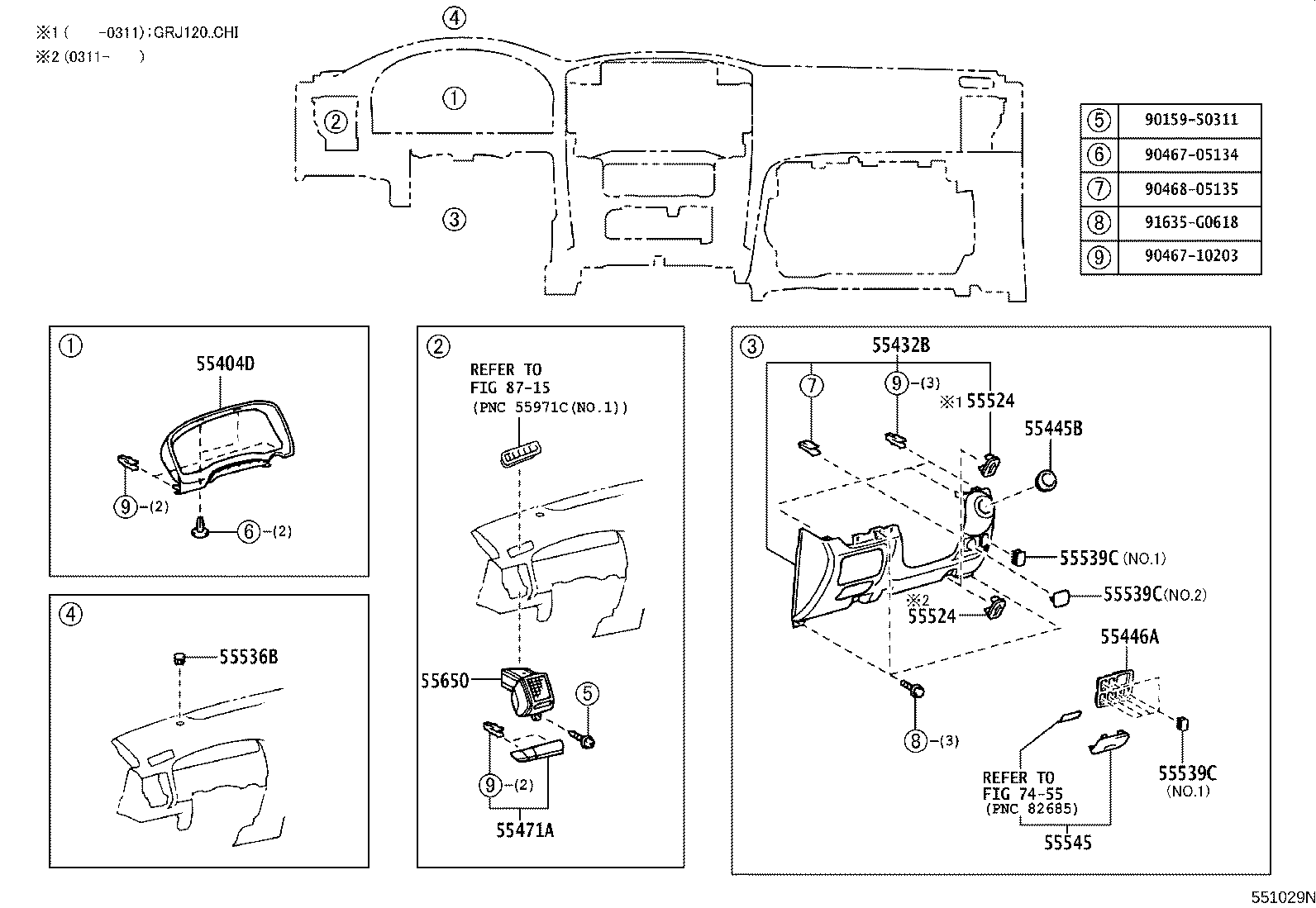 55461-0G010 ORNAMENT, INSTRUMENT PANEL product image