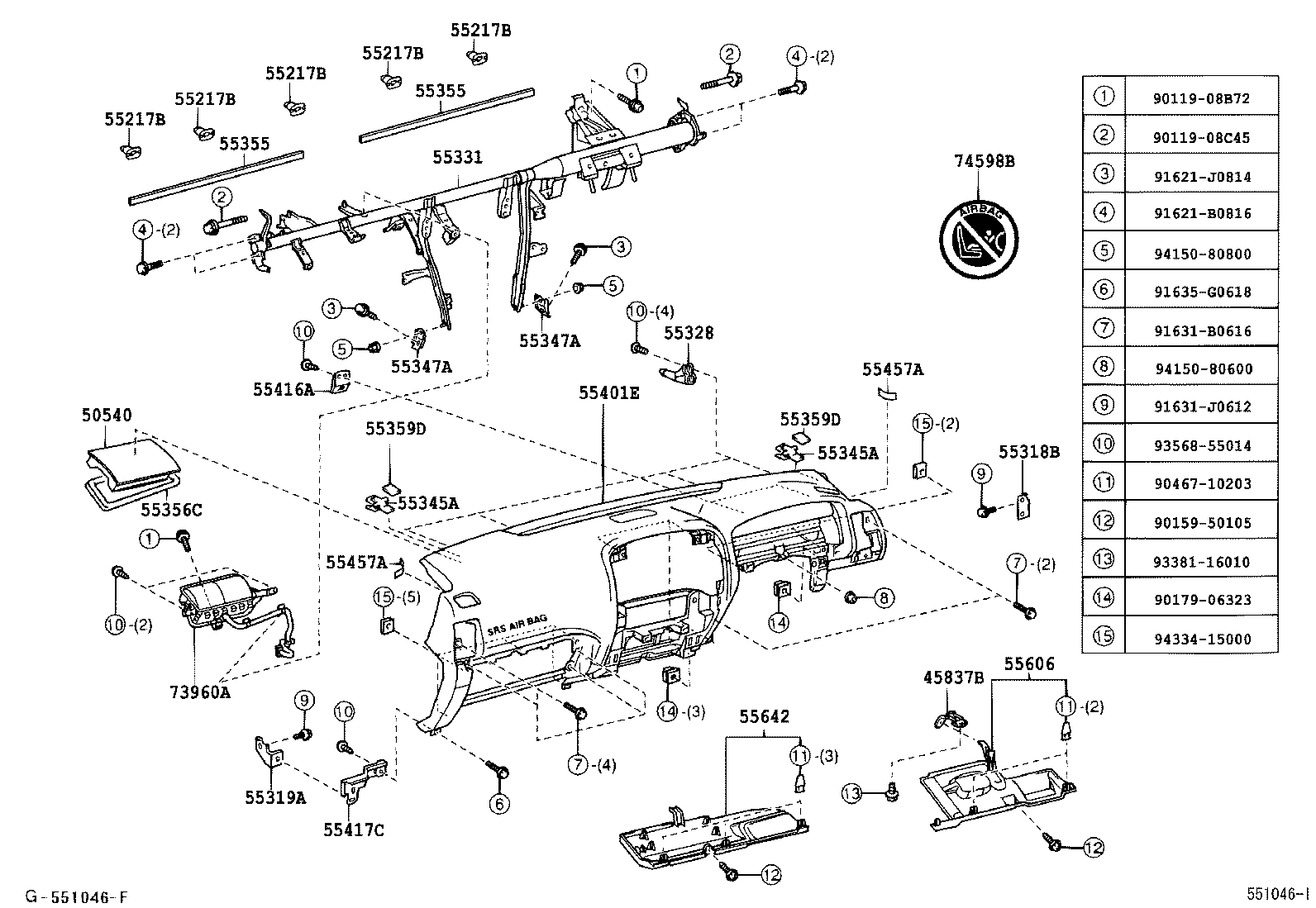 55330-60180 REINFORCEMENT, INSTRUMENT PANEL product image