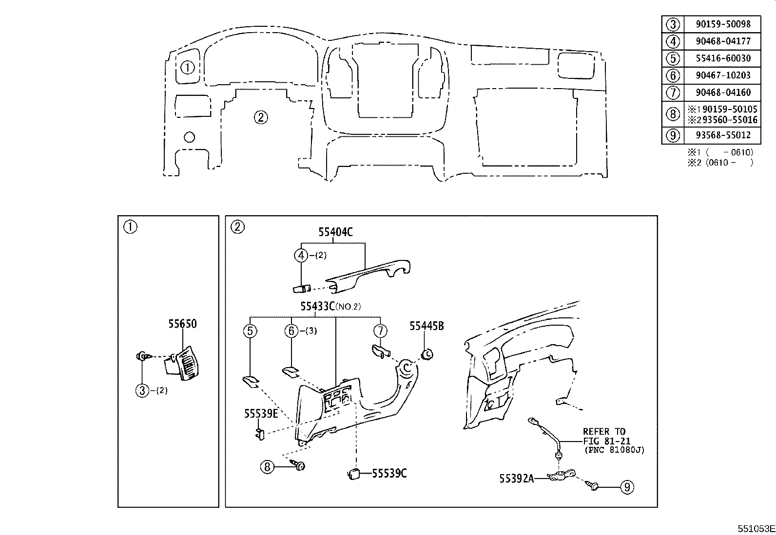 55412-60280 PANEL, INSTRUMENT CLUSTER FINISH, CENTER product image
