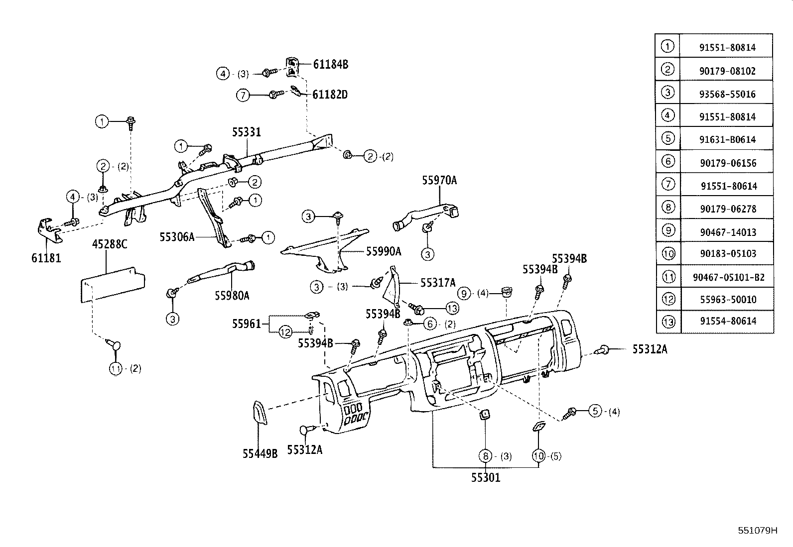 55412-0W021 PANEL SUB-ASSY, INSTRUMENT CLUSTER FINISH, CENTER product image