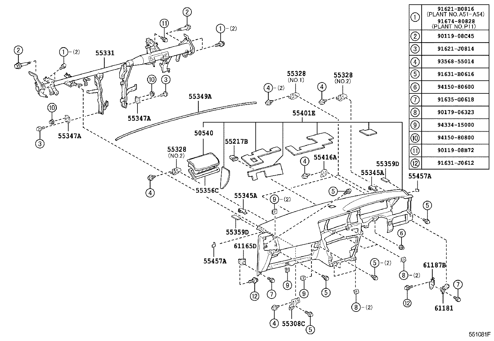 55330-35150 REINFORCEMENT, INSTRUMENT PANEL product image