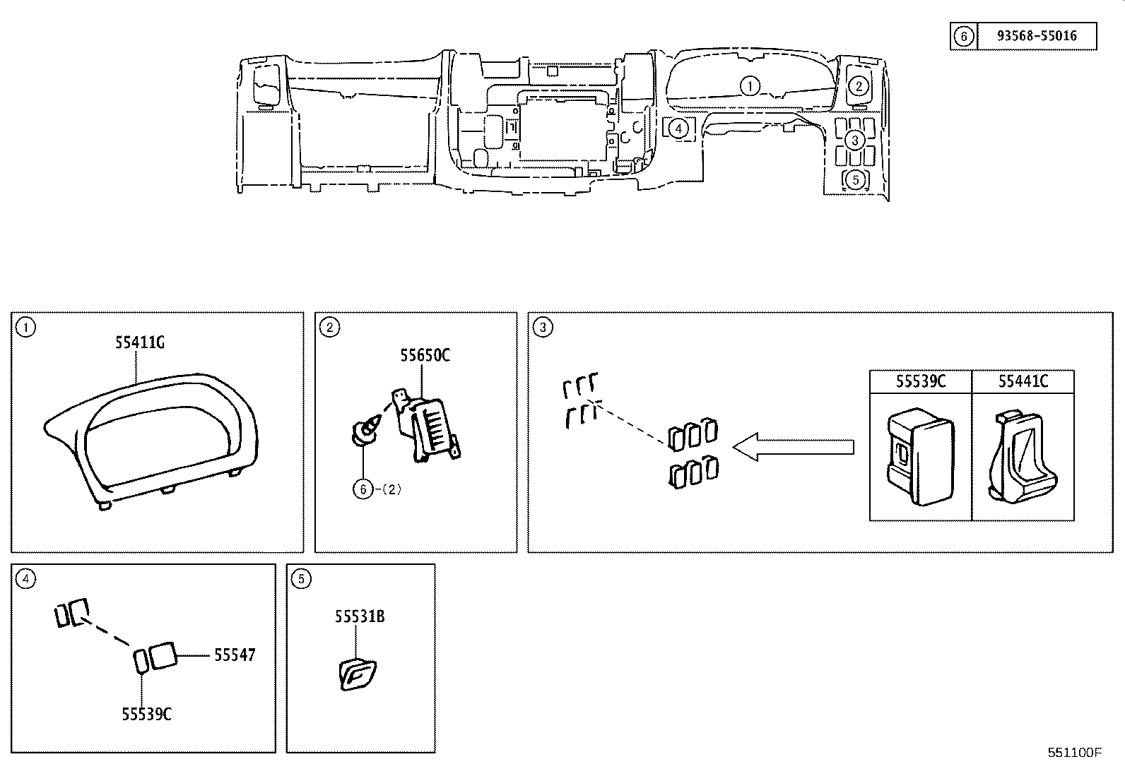 55412-0W021 PANEL SUB-ASSY, INSTRUMENT CLUSTER FINISH, CENTER product image