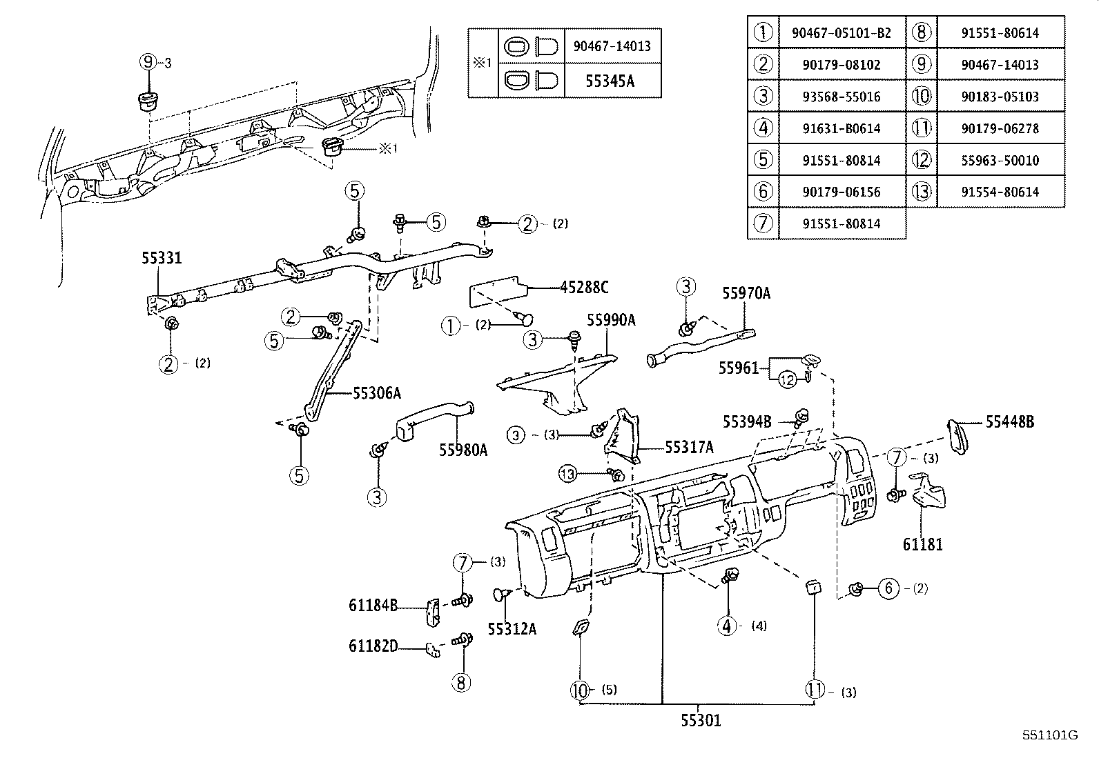 55412-0W021 PANEL SUB-ASSY, INSTRUMENT CLUSTER FINISH, CENTER product image
