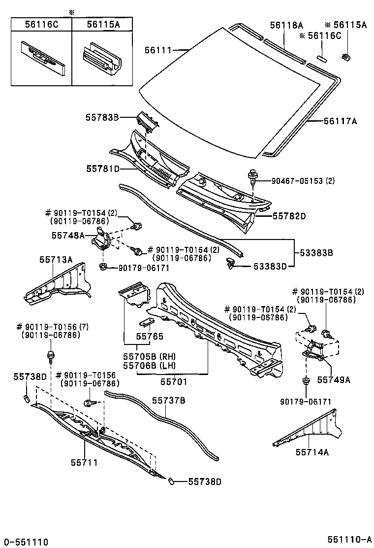 55782-0D080 LOUVER, COWL TOP VENTILATOR, LH product image