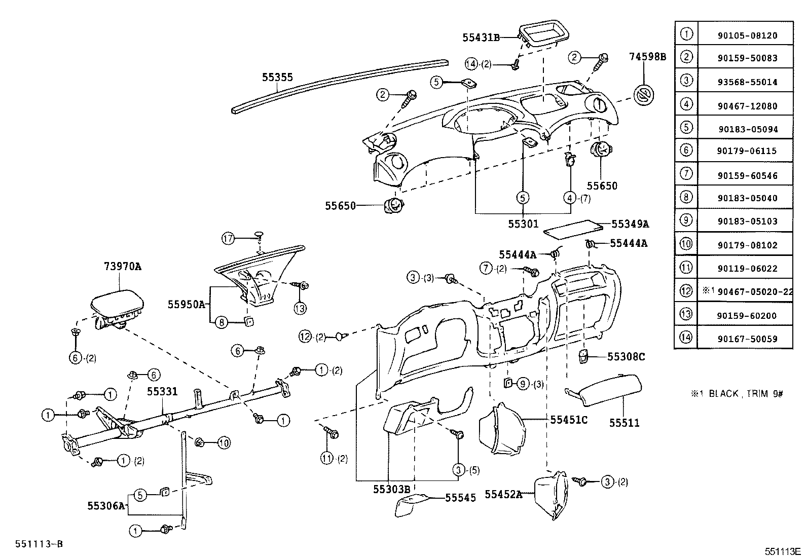 55330-52041 REINFORCEMENT, INSTRUMENT PANEL product image