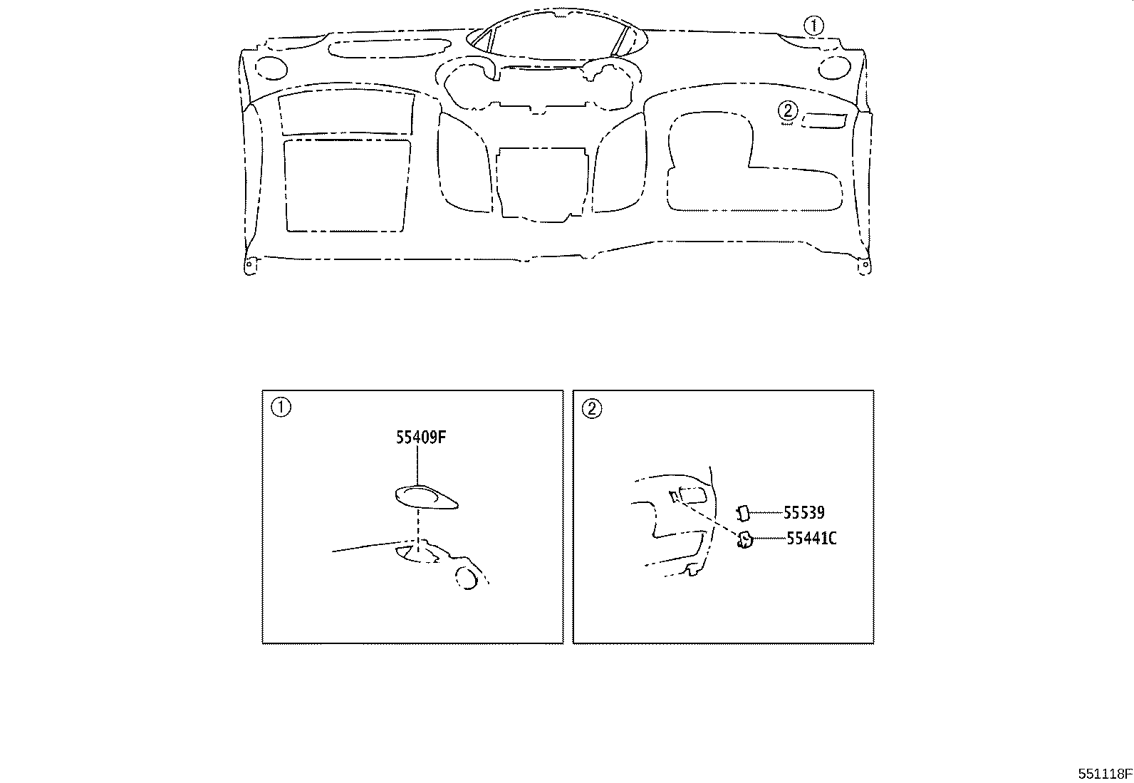 55054-52010 STOPPER SUB-ASSY, GLOVE COMPARTMENT DOOR product image