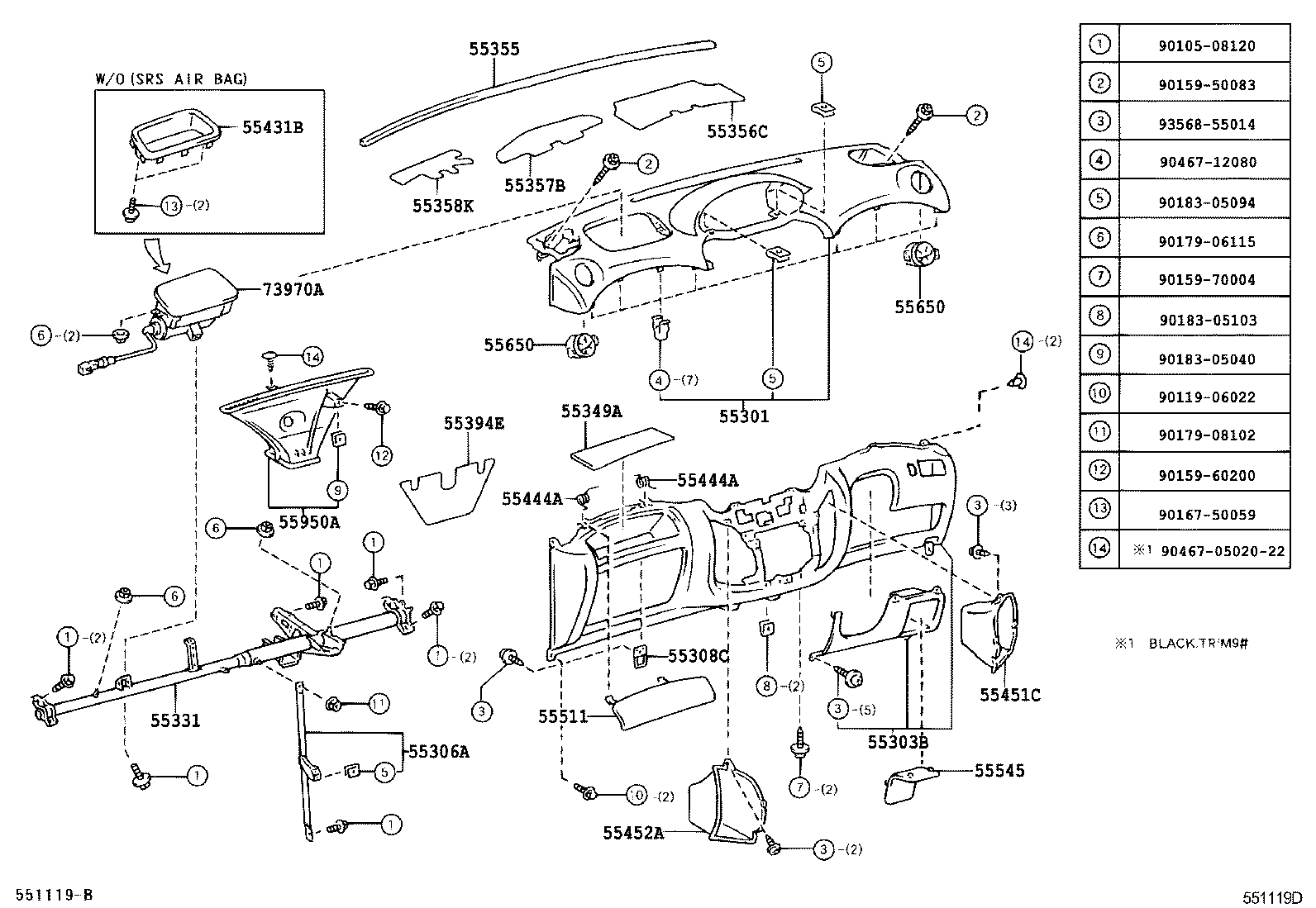 55330-52041 REINFORCEMENT, INSTRUMENT PANEL product image