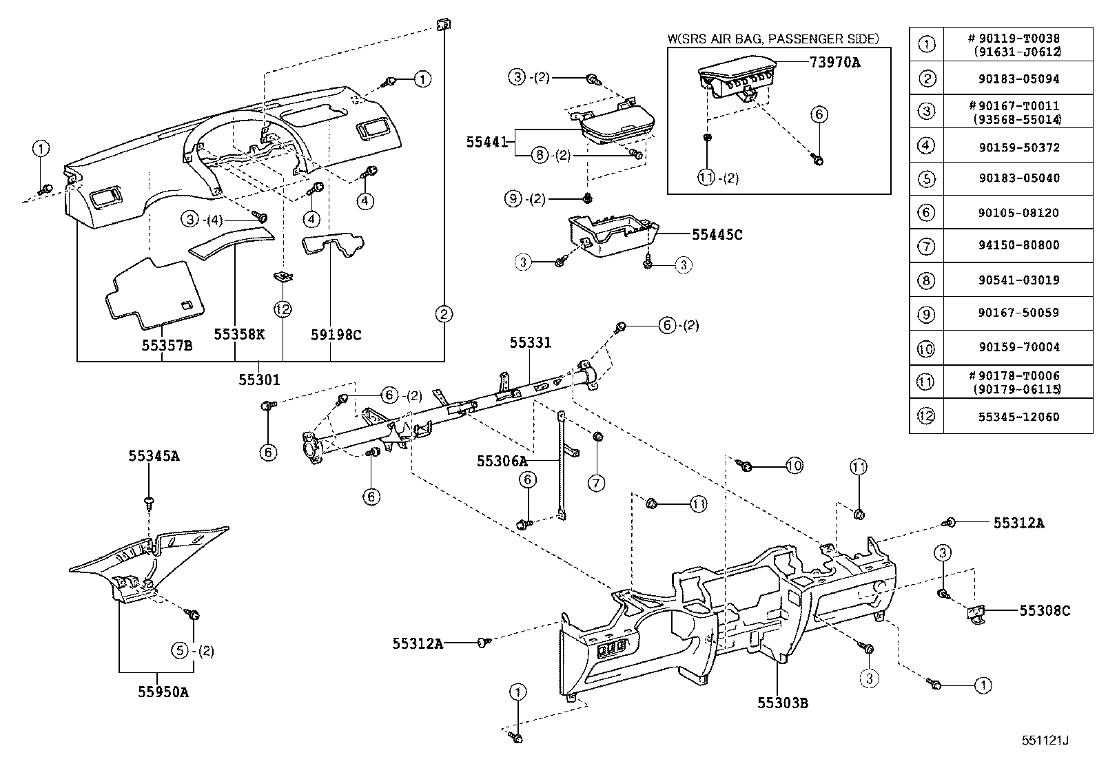 55405-0D080 PANEL SUB-ASSY, INSTRUMENT CLUSTER FINISH, CENTER product image