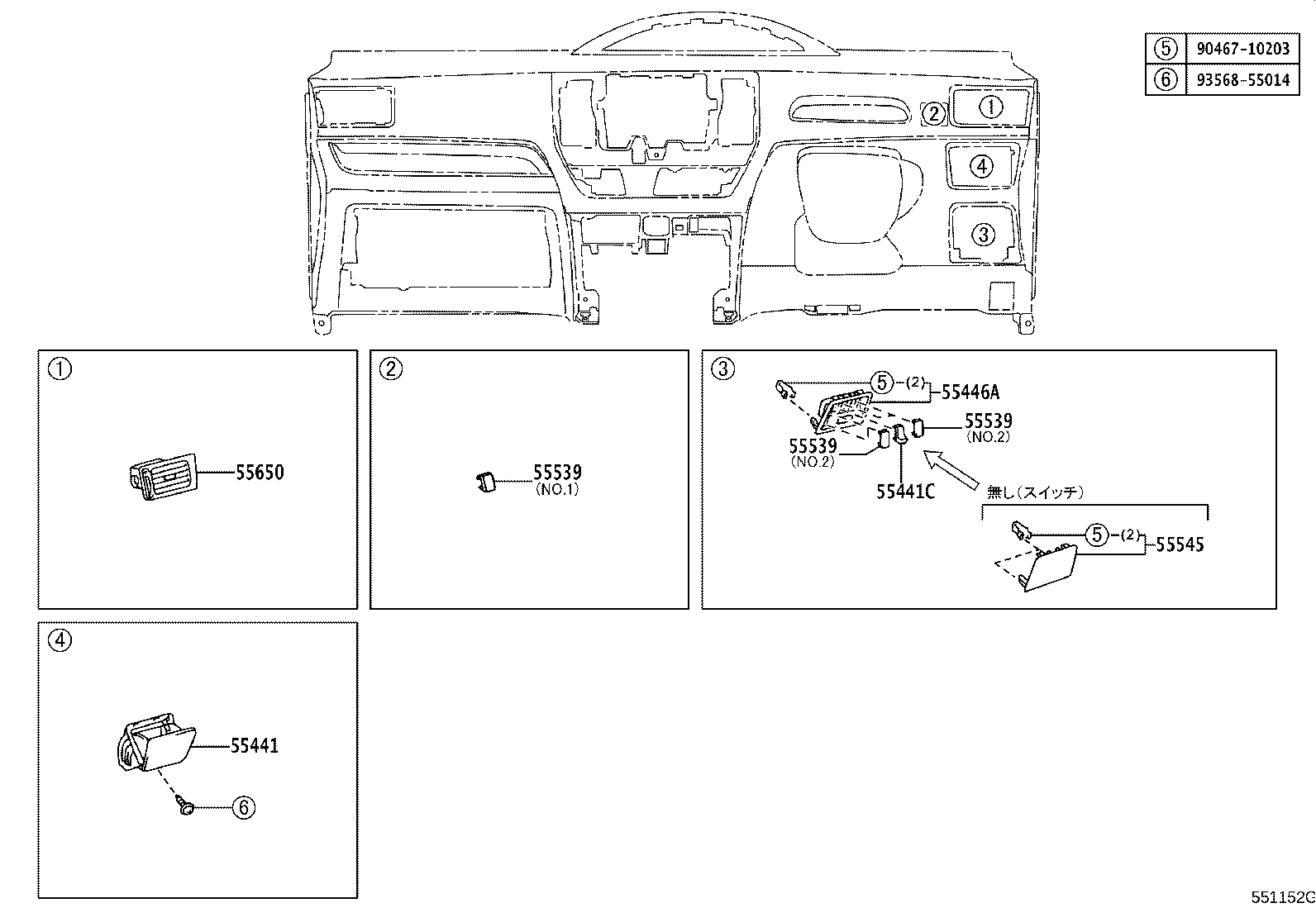 55405-46010 PANEL SUB-ASSY, INSTRUMENT CLUSTER FINISH, CENTER product image