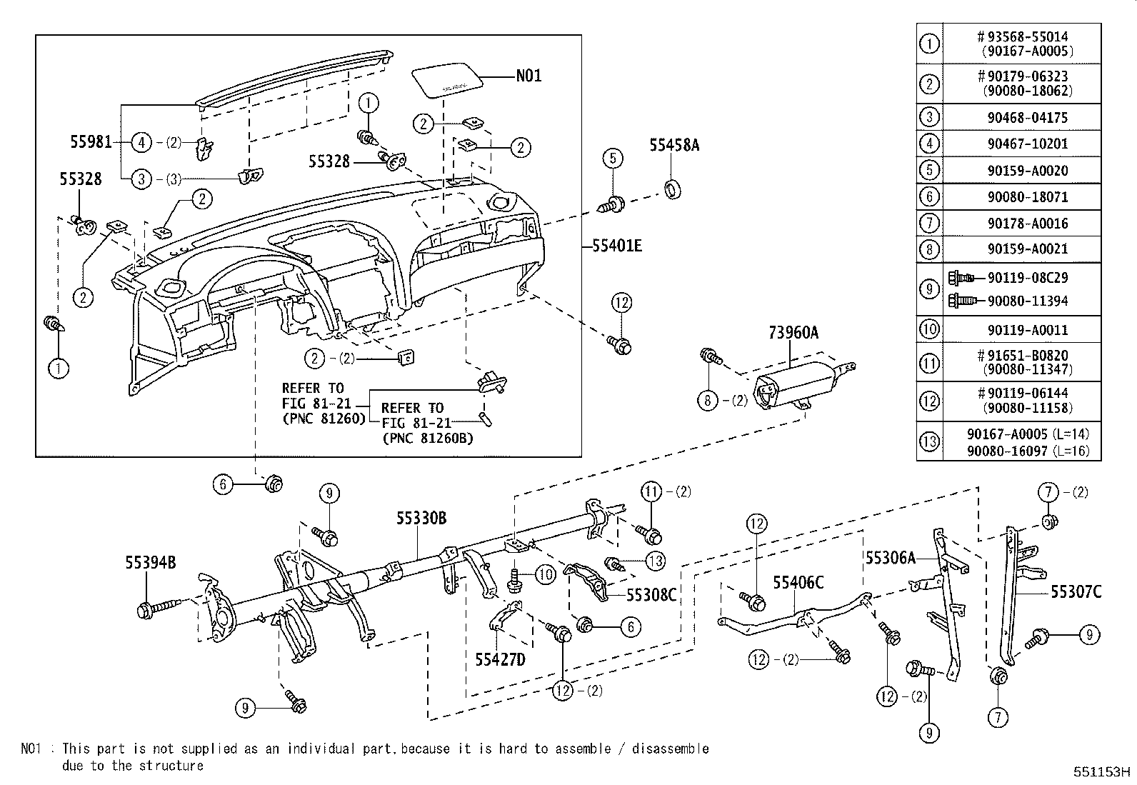 Toyota 55539-AE010-C0 COVER, SPARE SWITCH HOLE