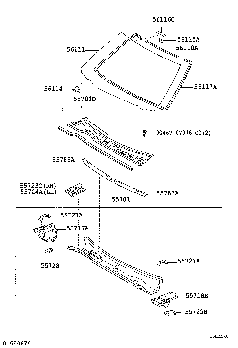 Toyota 56101-33500 GLASS, WINDSHIELD