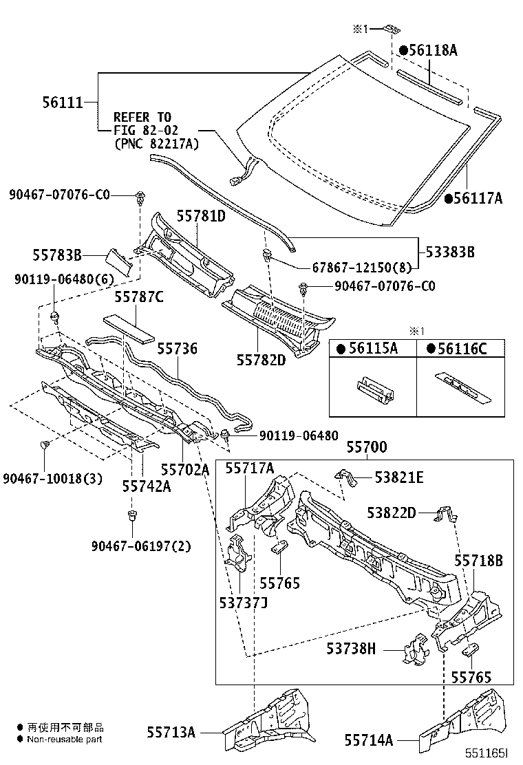 56101-47150 GLASS, WINDSHIELD product image