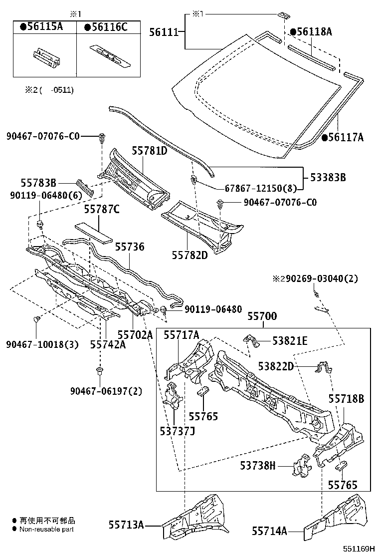 Toyota 55783-47040 LOUVER, COWL TOP VENTILATOR, CENTER NO.1