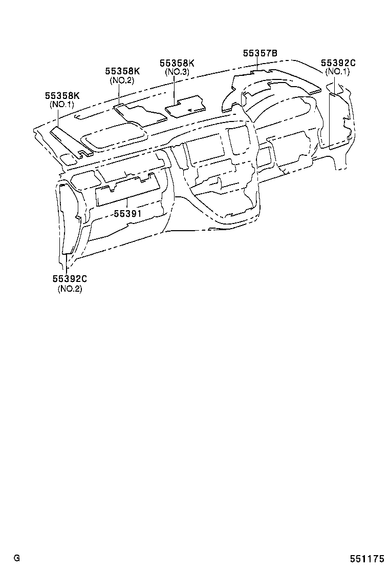 55357-58010 CUSHION, INSTRUMENT PANEL, NO.3 product image
