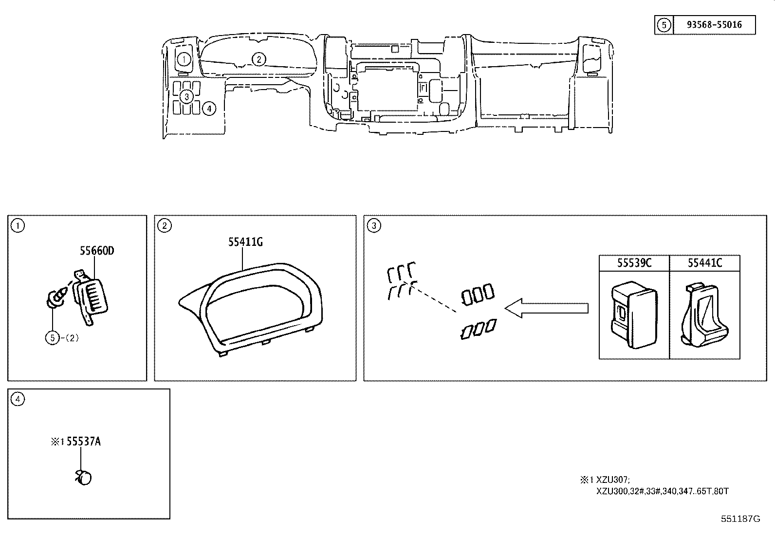 55412-0W021 PANEL SUB-ASSY, INSTRUMENT CLUSTER FINISH, CENTER product image