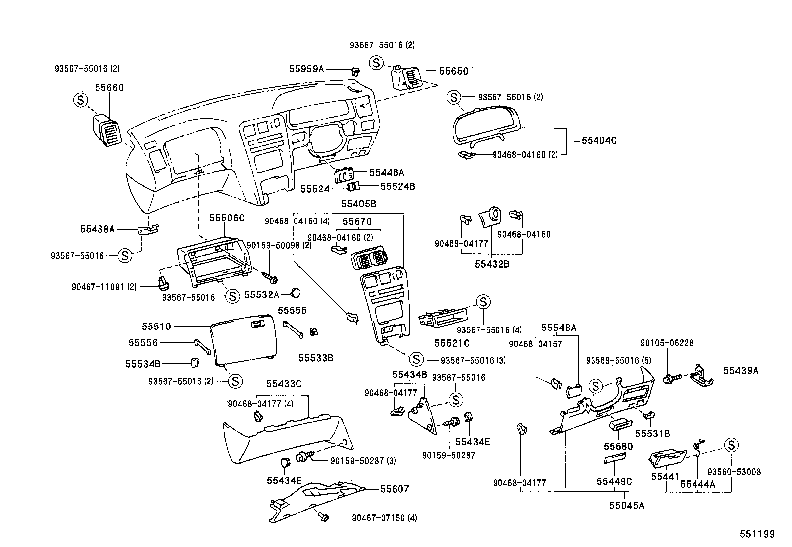 55321-22090 BRACKET, INSTRUMENT PANEL, NO.1 product image