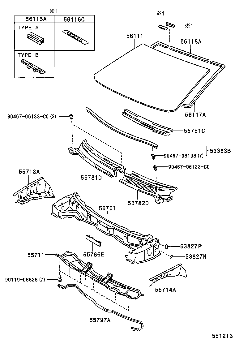 55708-13040 LOUVER, COWL TOP VENTILATOR, RH product image