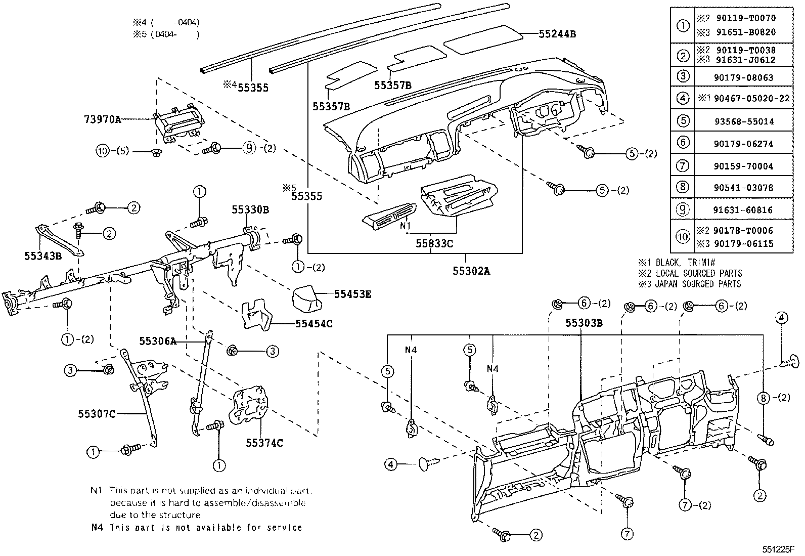55307-68010 BRACE SUB-ASSY, INSTRUMENT PANEL, NO.2 product image