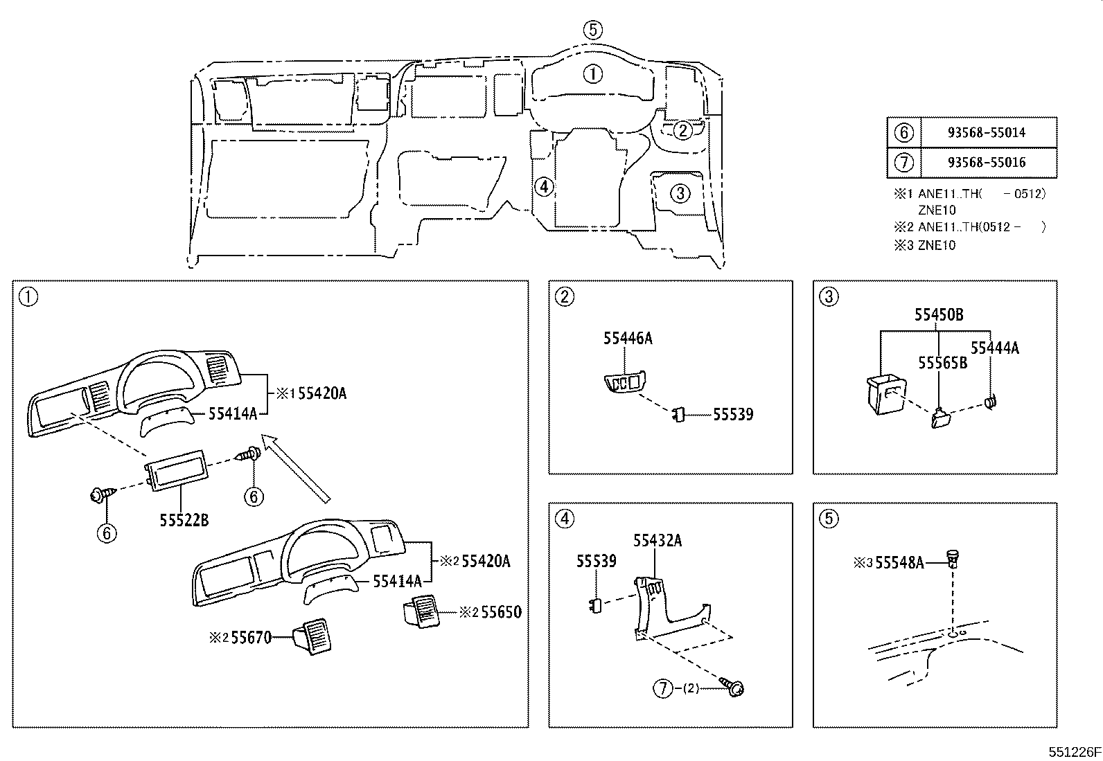 55307-68010 BRACE SUB-ASSY, INSTRUMENT PANEL, NO.2 product image