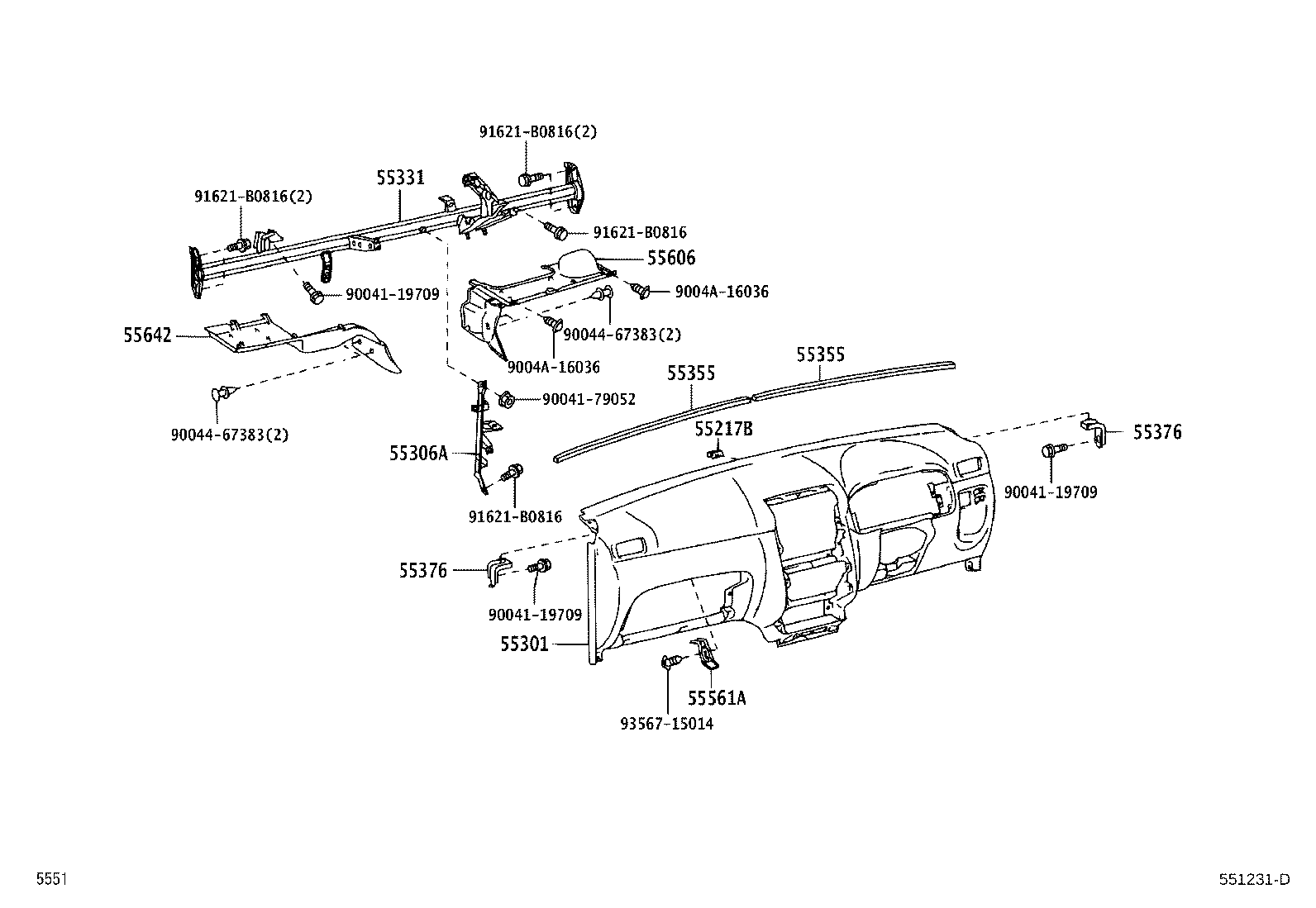 Toyota 55981-BZ010-B0 GARNISH, DEFROSTER NOZZLE, NO.1