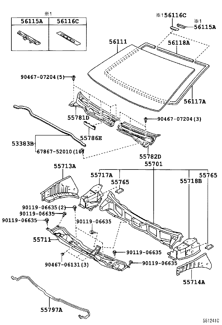 55709-0F030 LOUVER, COWL TOP VENTILATOR, LH product image
