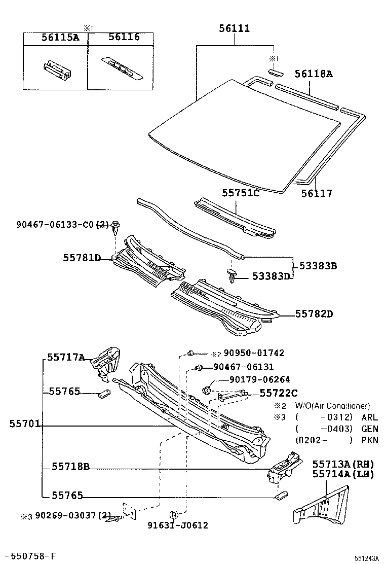 53383-02080 SEAL, HOOD TO COWL TOP product image