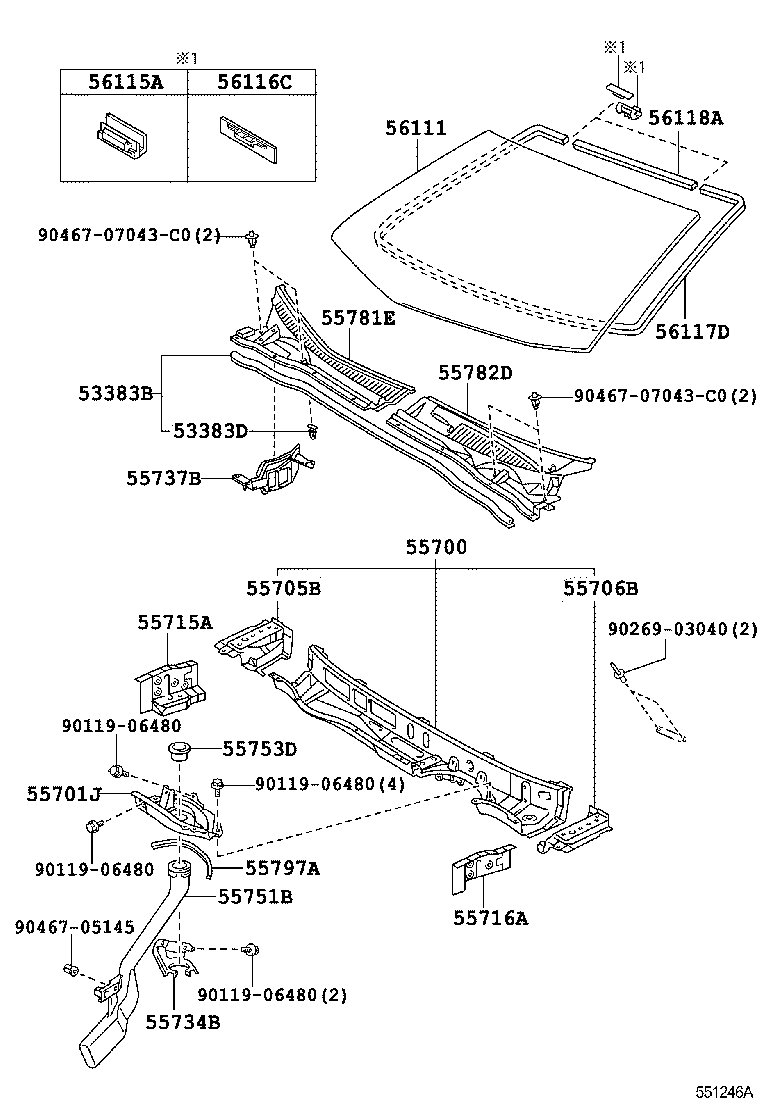 Toyota 55797-21010 SEAL, COWL WATER EXTRACT