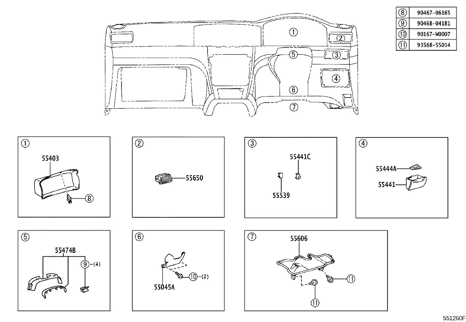 55355-02080 CUSHION, INSTRUMENT PANEL, NO.1 product image