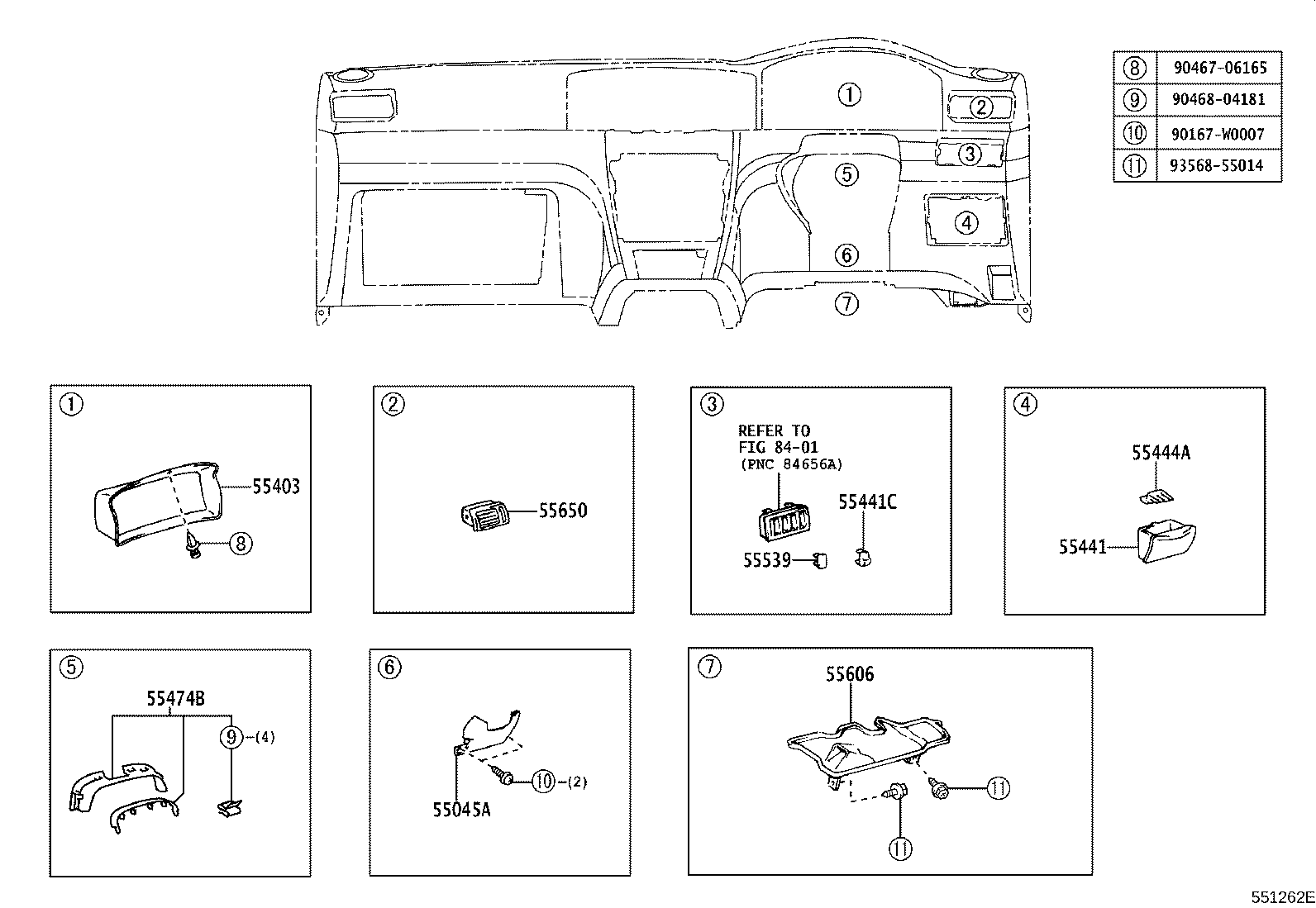 55045-02090-B0 PANEL SUB-ASSY, INSTRUMENT PANEL FINISH, LOWER RH product image