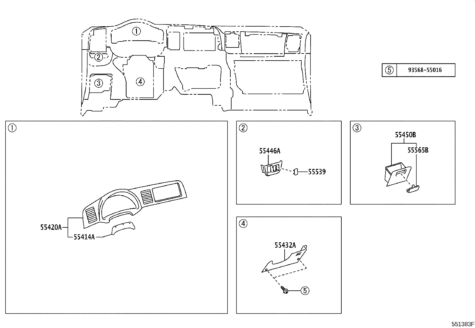 55307-68010 BRACE SUB-ASSY, INSTRUMENT PANEL, NO.2 product image