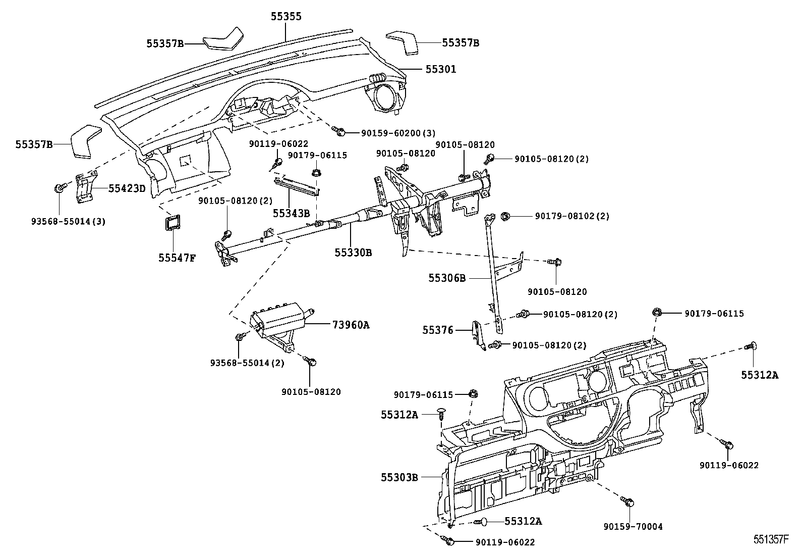 55376-52050 BRACKET, INSTRUMENT PANEL MOUNTING, NO.1 product image