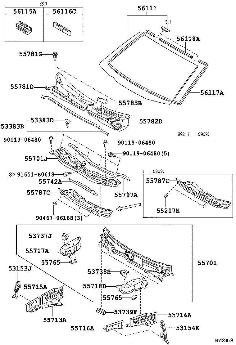 53153-44010 GUIDE, RADIATOR GRILLE SIDE AIR, RH product image