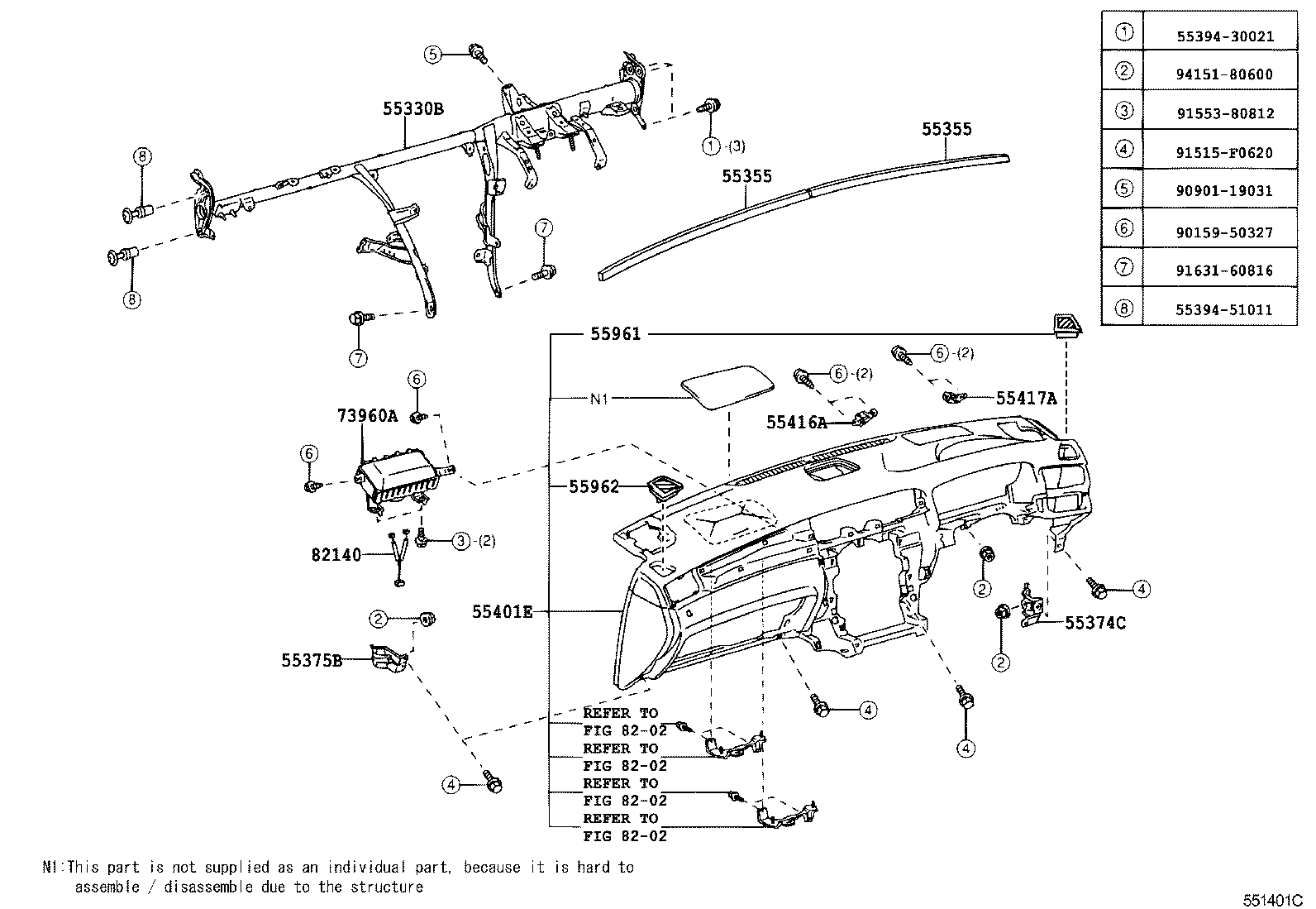 55375-30140 BRACKET, INSTRUMENT PANEL LOWER MOUNTING, NO.2 product image
