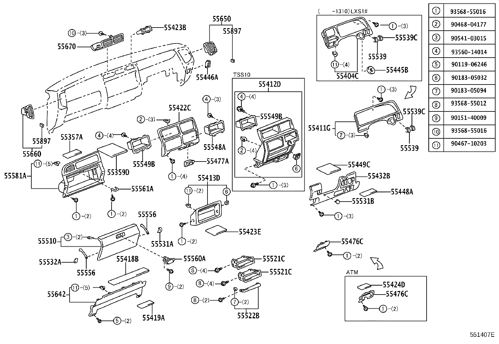 55355-43010 CUSHION, INSTRUMENT PANEL, NO.1 product image