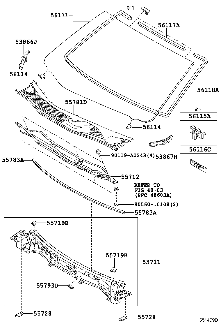 Toyota 56101-AC190 GLASS, WINDSHIELD