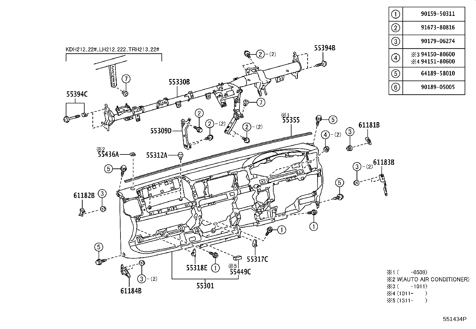 Toyota 55394-26030 BOLT, INSTRUMENT PANEL
