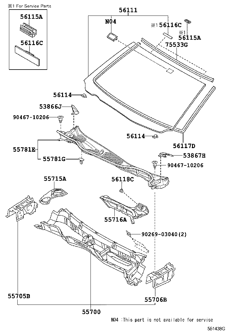 56101-30B22 GLASS, WINDSHIELD product image